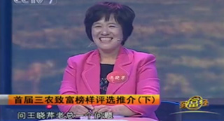 王曉芹參加CCTV首屆三農(nóng)致富榜樣評(píng)選推介